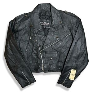 Vintage 90s Wilsons Leather Cropped Biker Jacket